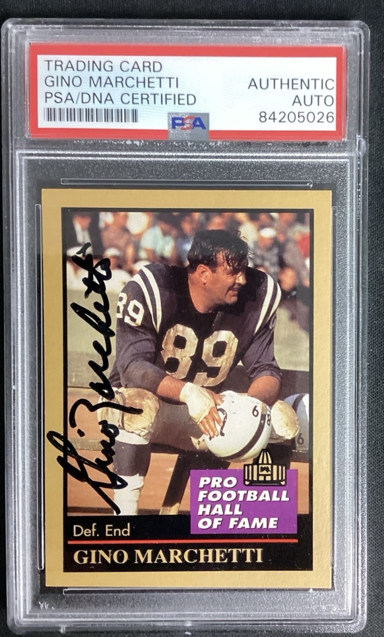 Gino Marchetti Signed 1991 Enor #92 Football Card HOF Colts Autograph PSA/DNA