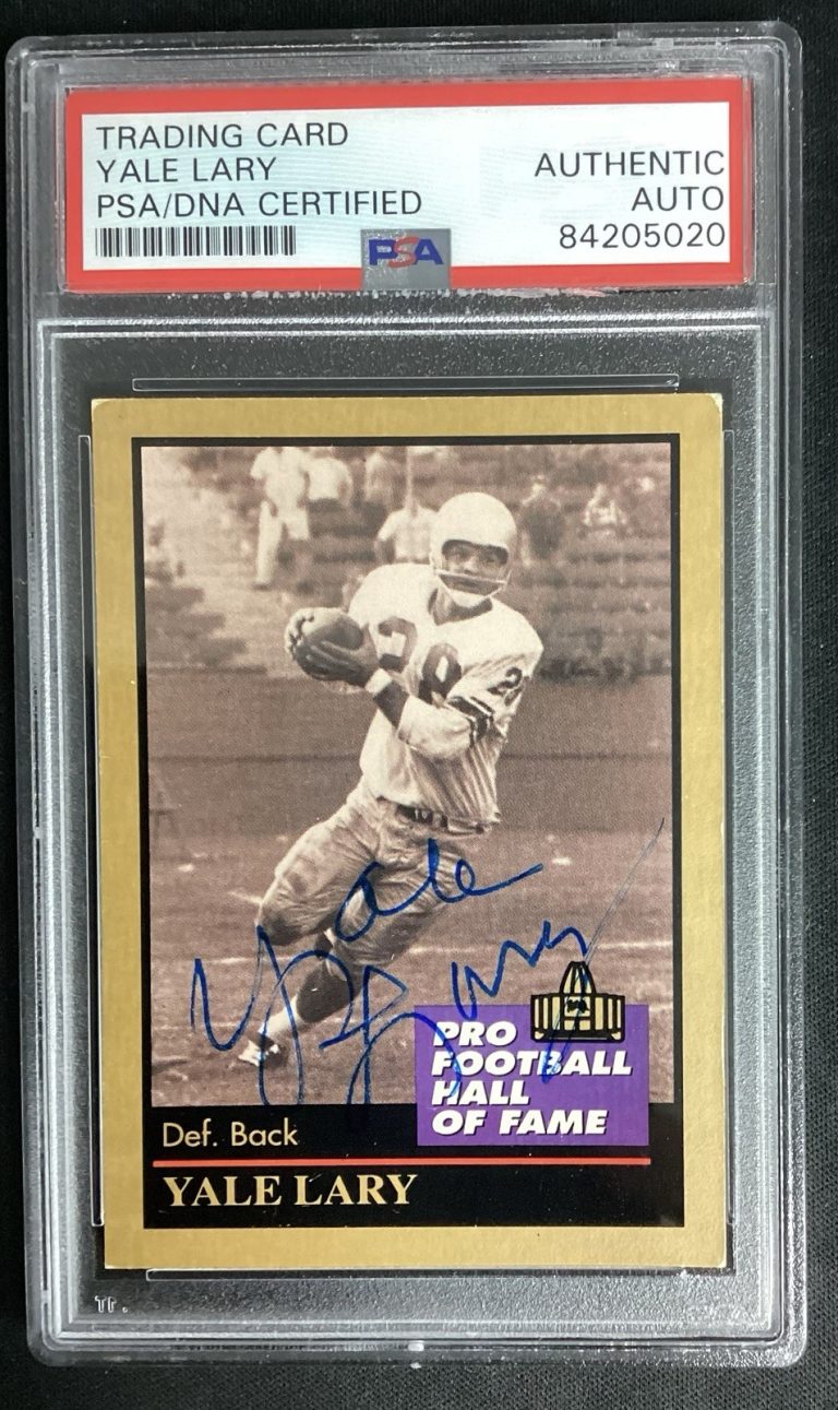 Yale Lary Signed 1991 Enor #84 Football Card HOF Lions Autograph PSA/DNA
