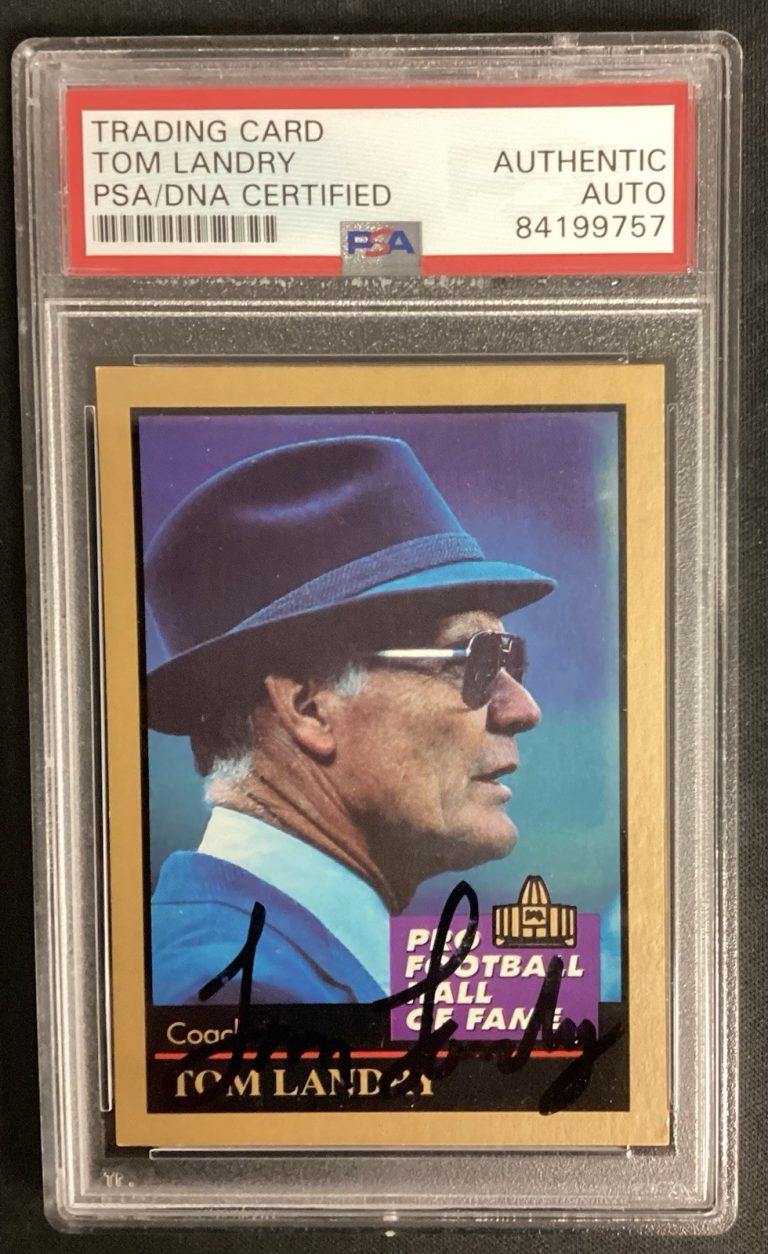 Tom Landry Signed 1991 Enor #80 Football Card HOF Cowboys Autograph PSA/DNA