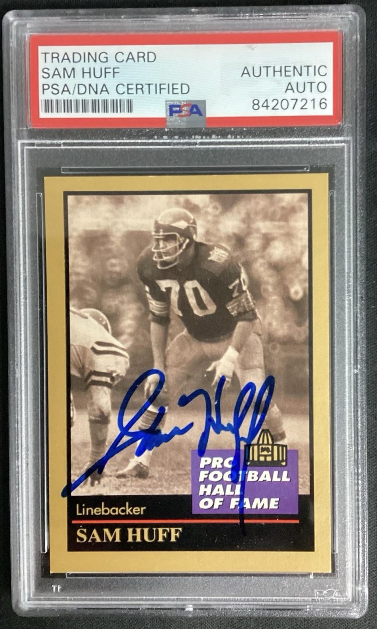 Sam Huff Signed 1991 Enor #69 Football Card HOF Giants Autograph PSA/DNA