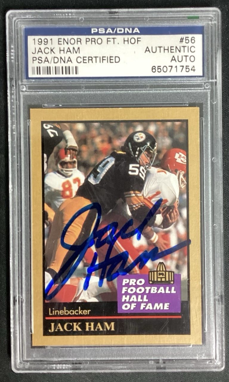 Jack Ham Signed 1991 #56 Enor Football Card HOF Steelers Autograph PSA/DNA