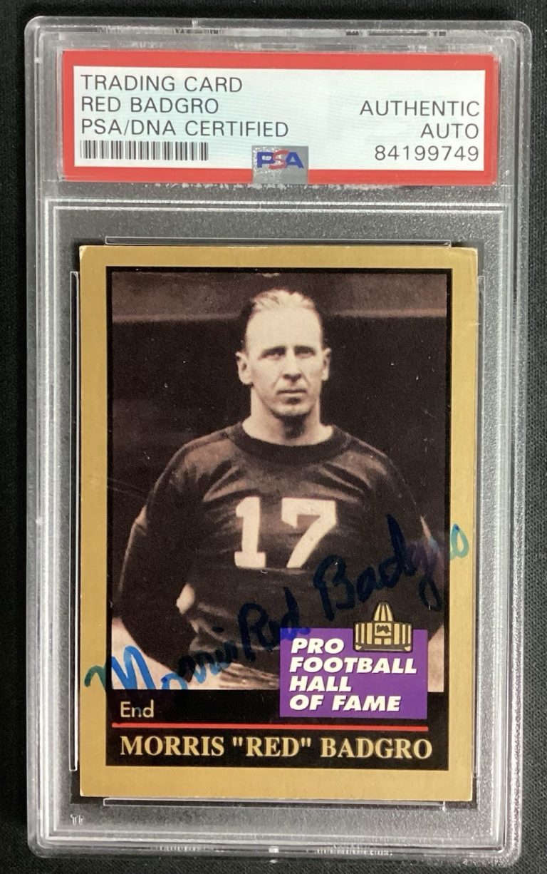 Red Badgro Signed 1991 Enor #5;Football Card HOF Yankees Autograph PSA/DNA