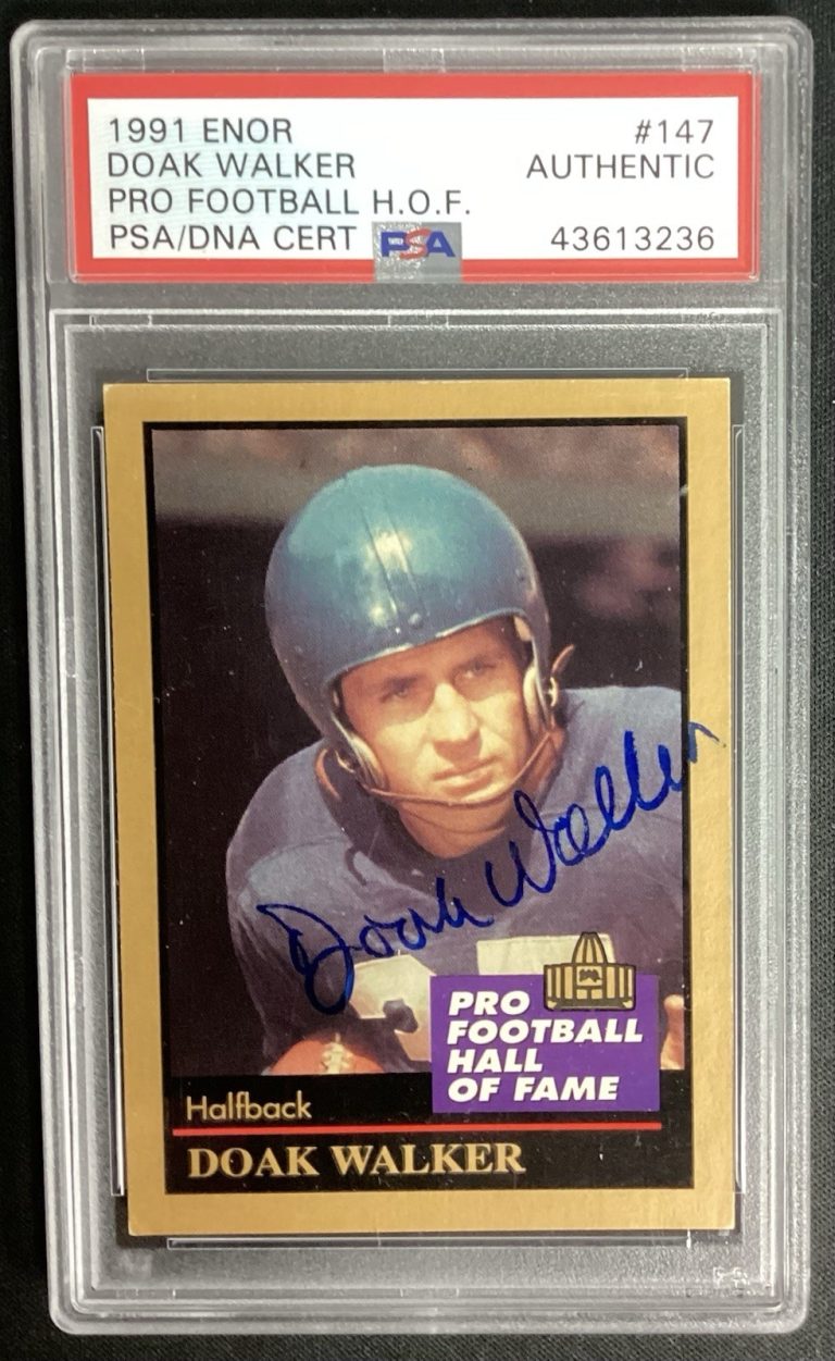 Doak Walker Signed 1991 Enor #147 Football Card HOF Lions Autograph PSA/DNA