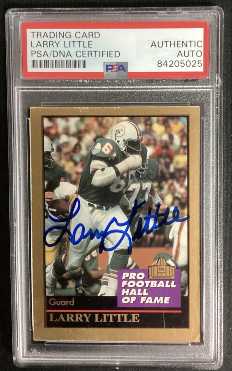 Larry Little Signed 1995 Enor #166 Football Card HOF Dolphins Autograph PSA/DNA