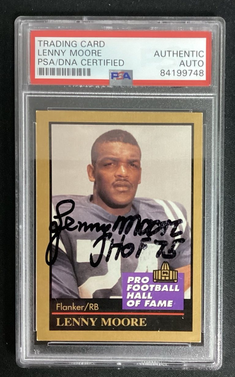 Lenny Moore Signed 1991 Enor #102 Football Card HOF Colts Autograph PSA/DNA