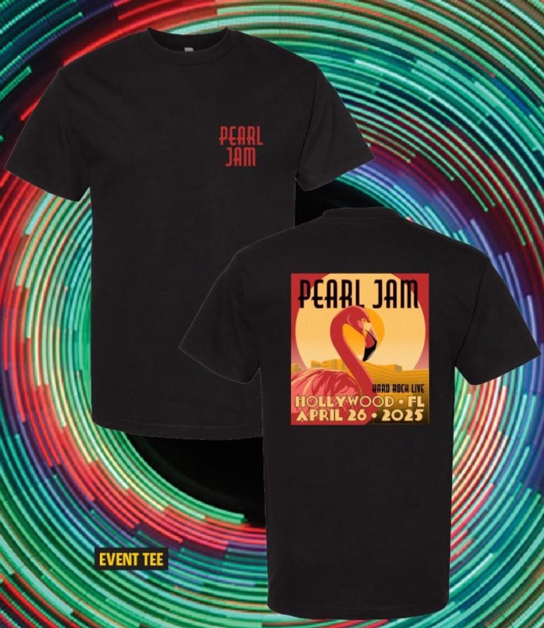 Pearl Jam Shirt Florida 4/26/25 Event New Large Flamingo Hollywood Vedder N2