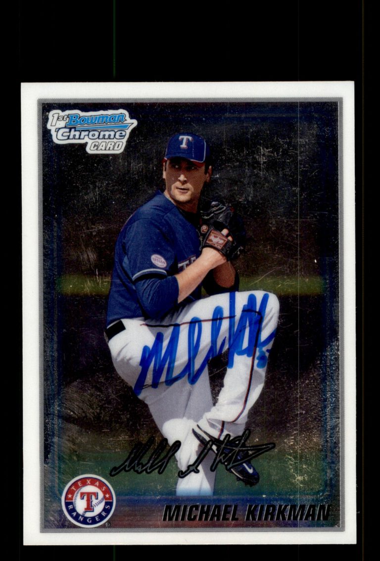 Signed Baseball Card Auto Michael Kirkman 2010 Bowman Chrome #BCP143 Rangers