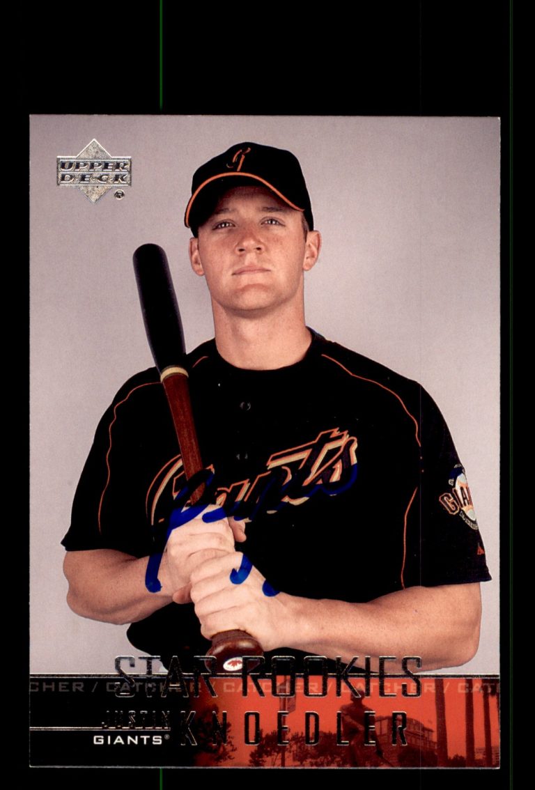 Signed Baseball Card Auto Justin Knoedler 2004 Upper Deck #533 Giants