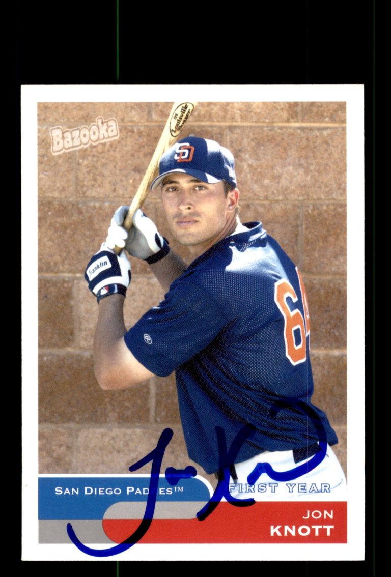 Signed Baseball Card Auto Jon Knott 2004 Bazooka #276a San Diego Padres