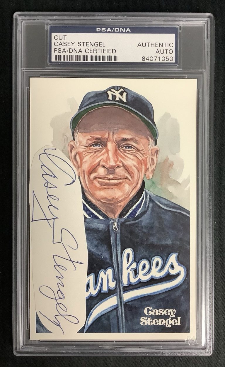Casey Stengel Signed Perez Steele Postcard Cut Index Yankees Autograph PSA/DNA