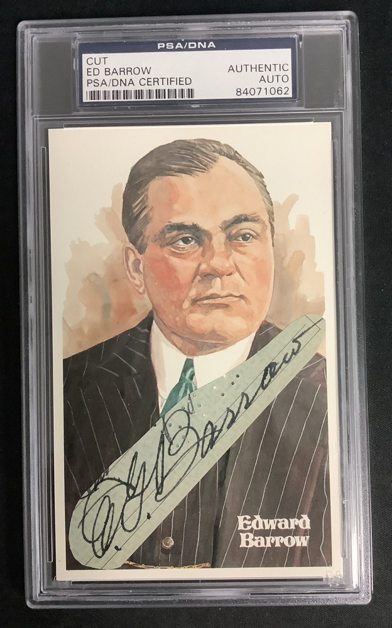 Ed Barrow Signed Perez Steele Postcard Cut Index Yankees Autograph PSA/DNA