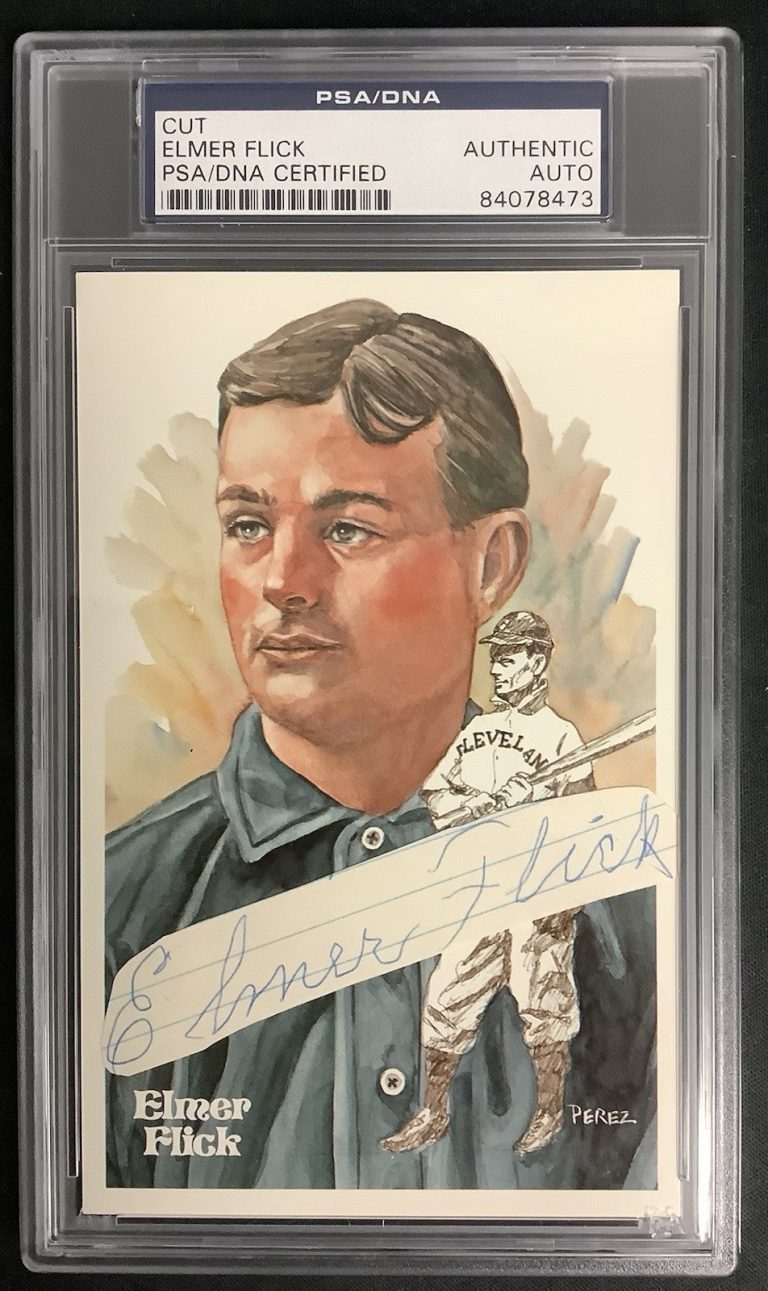Elmer Flick Signed Perez Steele Postcard Cut Index Phillies Autograph PSA/DNA