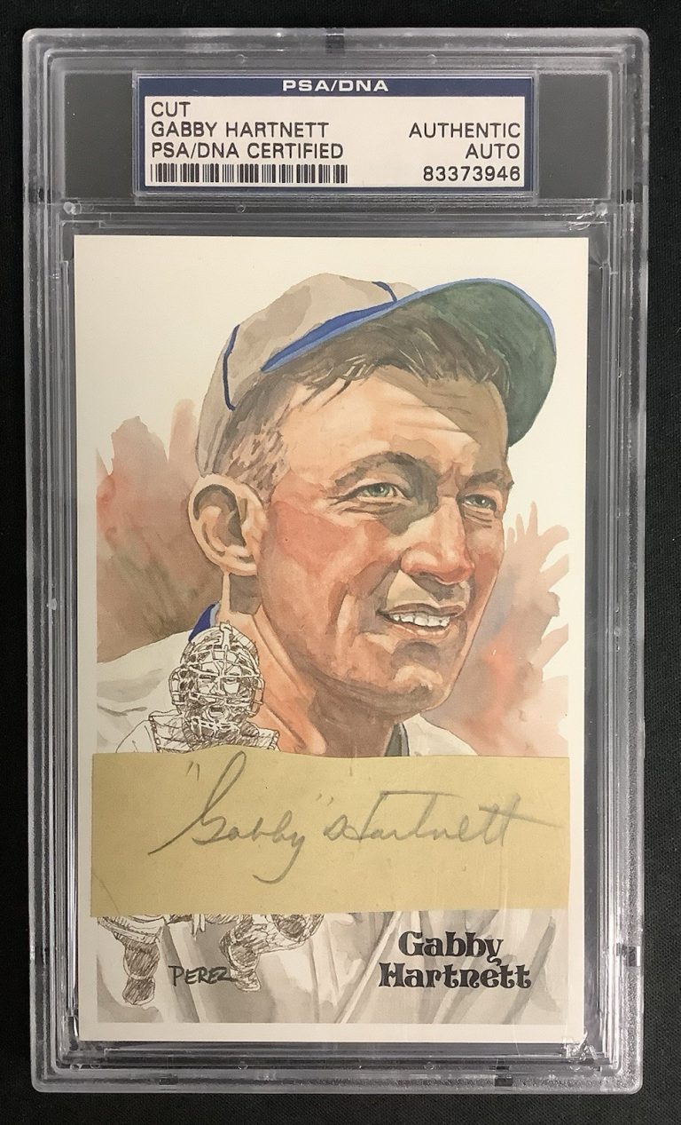Gabby Hartnett Signed Perez Steele Postcard Cut Index Giant Autograph PSA/DNA