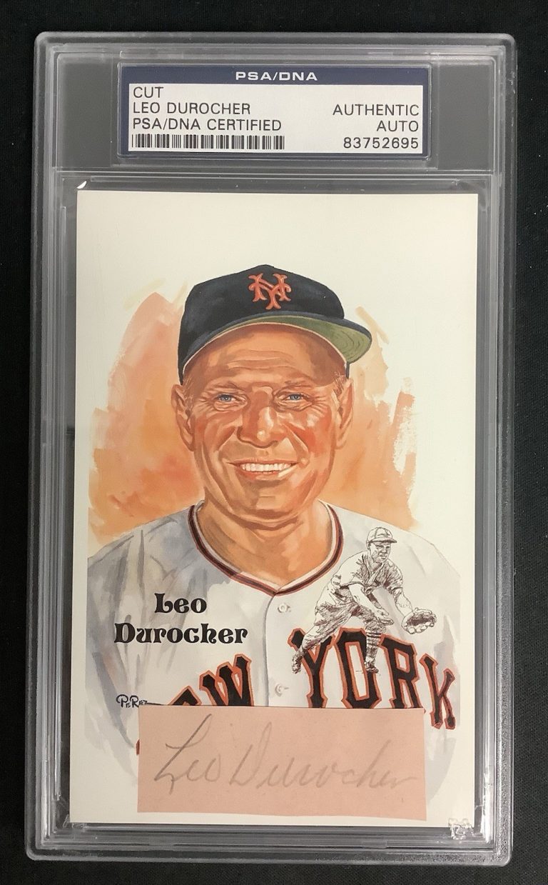 Leo Durocher Signed Perez Steele Postcard Cut Index Giants Autograph PSA/DNA