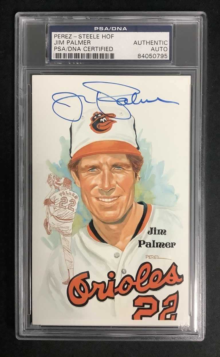 Jim Palmer Signed Perez Steele Postcard Baseball HOF Orioles Autograph PSA/DNA