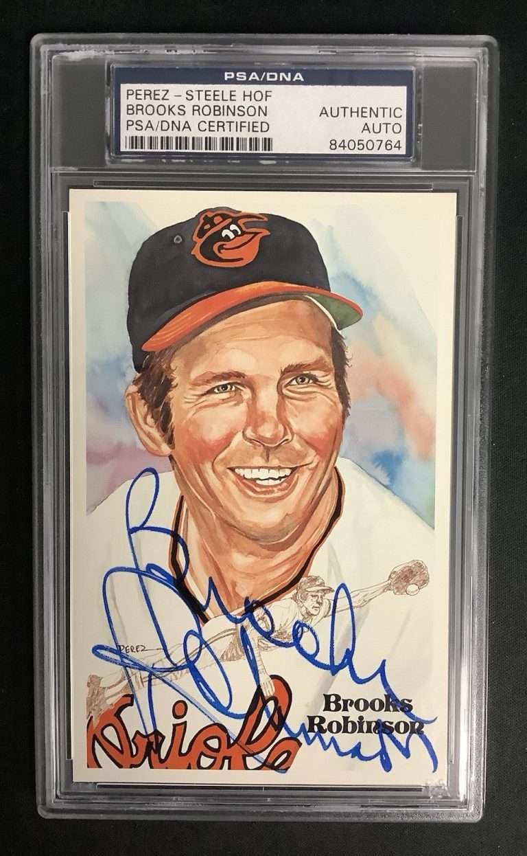 Brooks Robinson Signed Perez Steele Postcard Baseball Orioles Autograph PSA/DNA