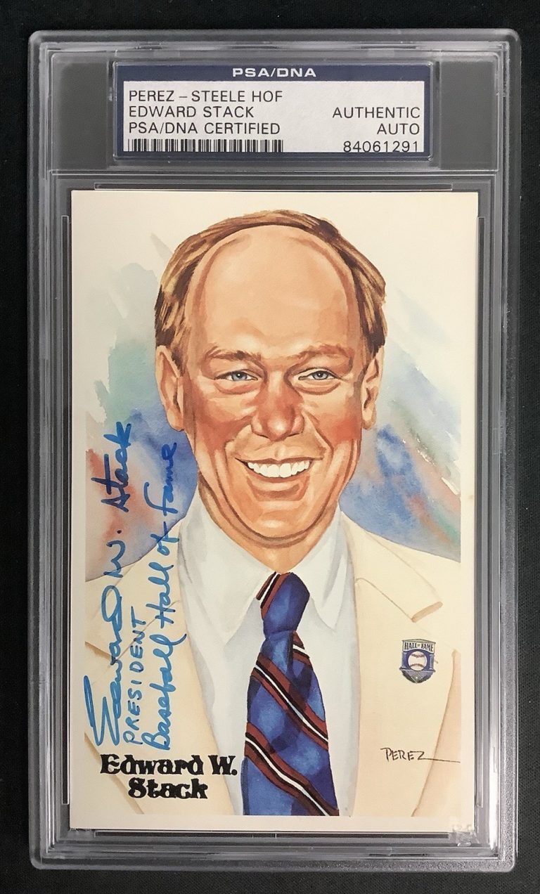 Ed Stack Signed Perez Steele Postcard Baseball President Autograph PSA/DNA #1