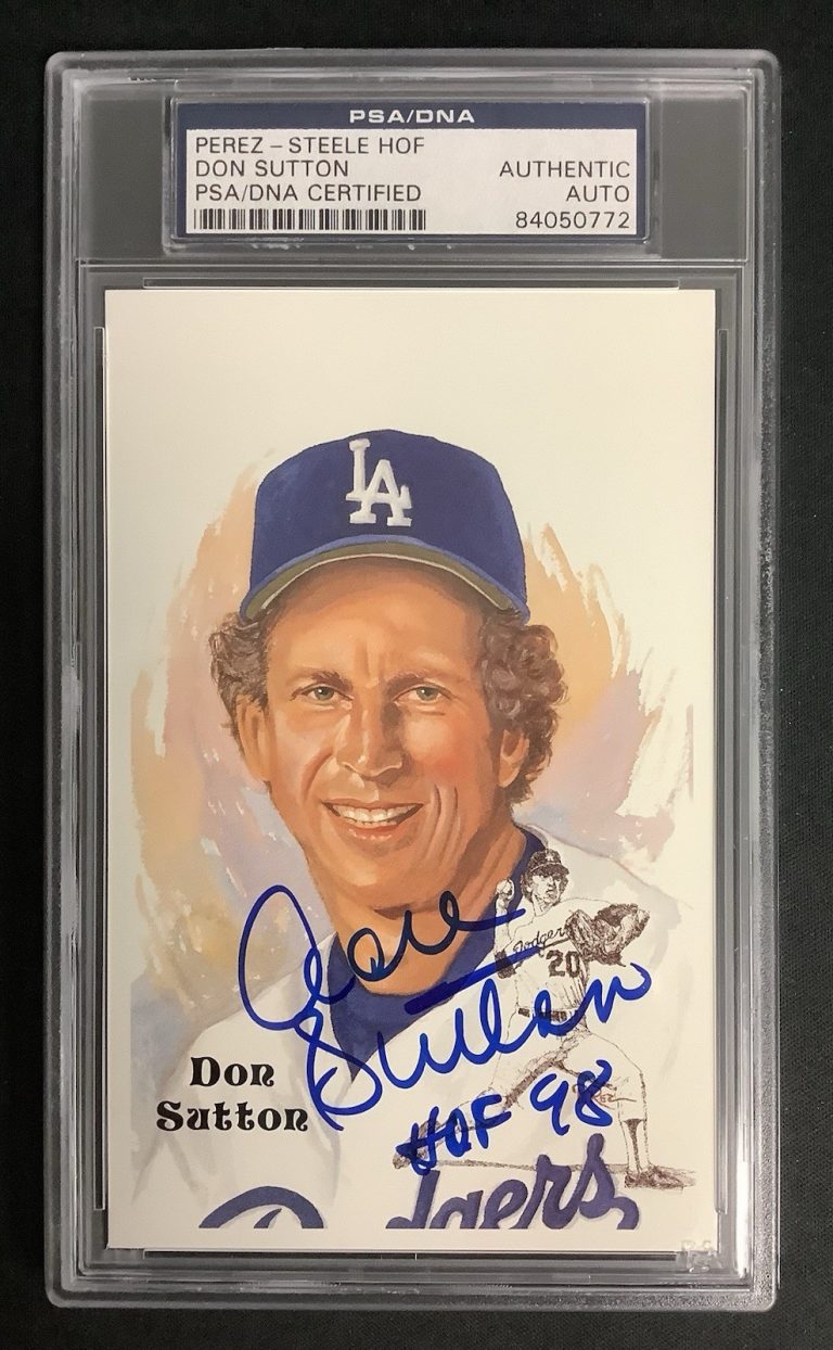 Don Sutton Signed Perez Steele Postcard Baseball HOF Dodgers Autograph PSA/DNA