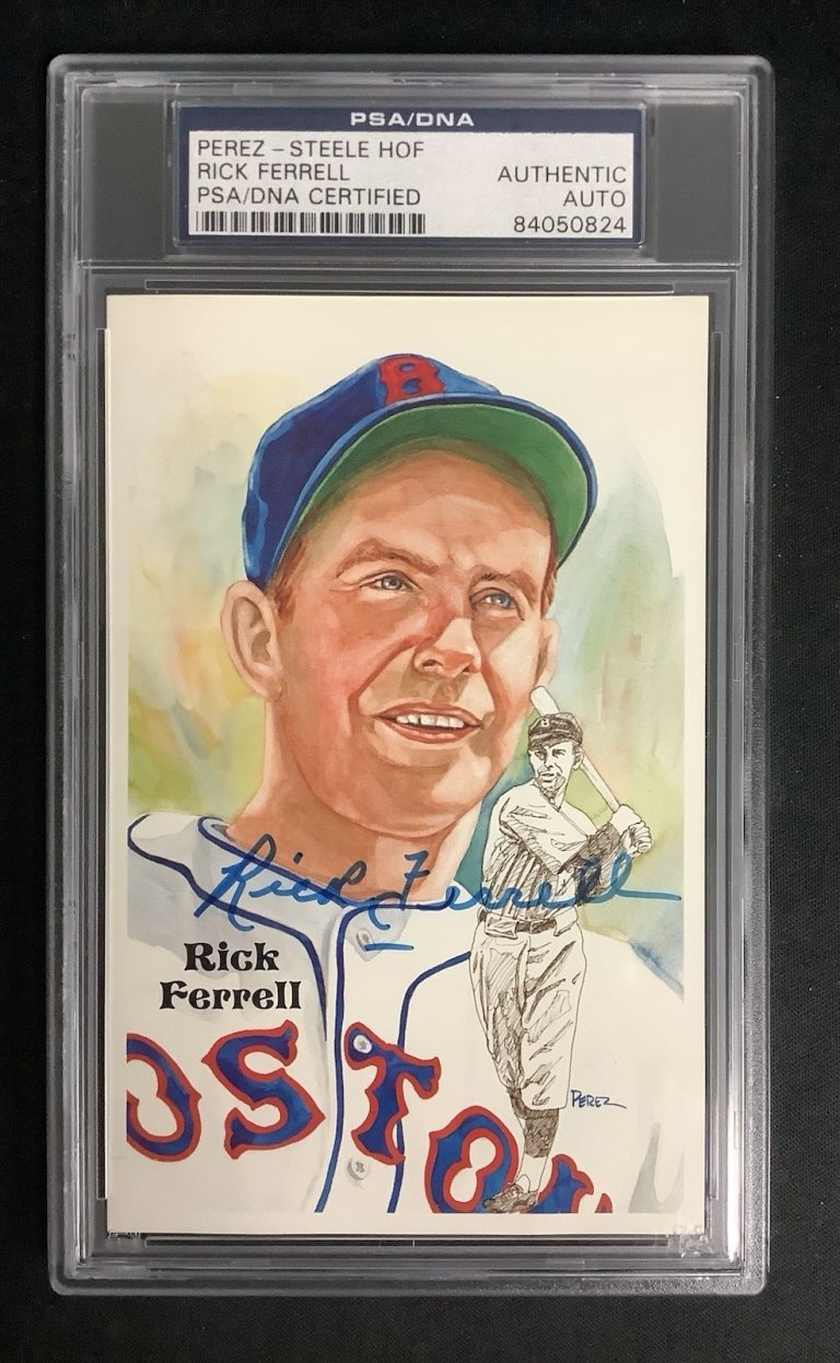 Rick Ferrell Signed Perez Steele Postcard Baseball  HOF Redsox Autograph PSA/DNA