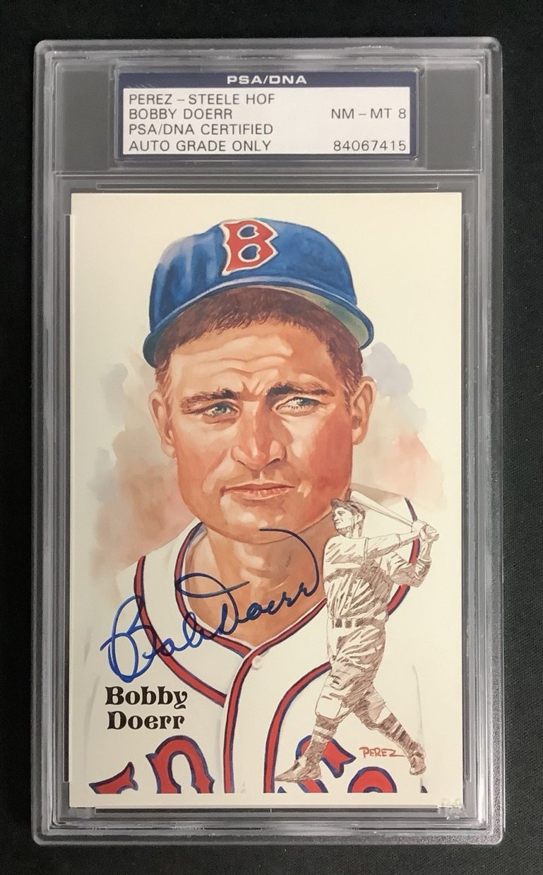 Bobby Doerr Signed Perez Steele Postcard Baseball  HOF Redsox Autograph PSA/DNA