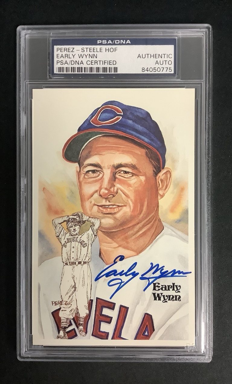 Early Wynn Signed Perez Steele Postcard Baseball Indians Autograph PSA/DNA