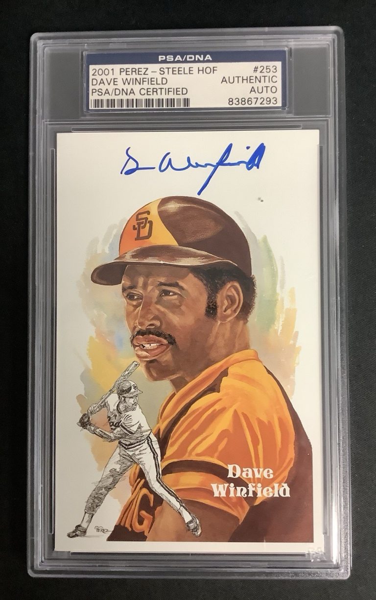 Dave Winfield Signed Perez Steele Postcard Baseball HOF Padres Autograph PSA/DNA
