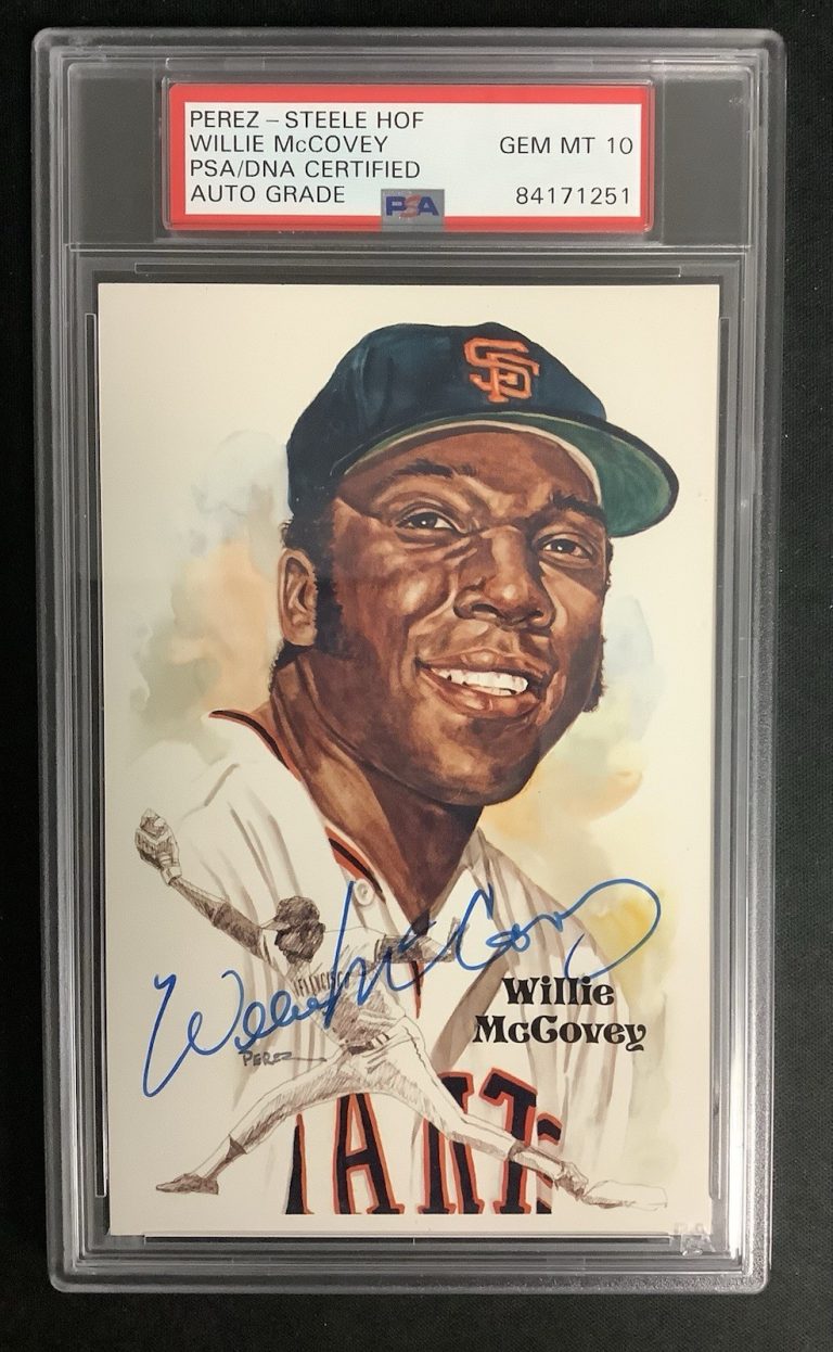 Willie McCovey Signed Perez Steele Postcard Baseball Giants Autograph PSA/DNA 10
