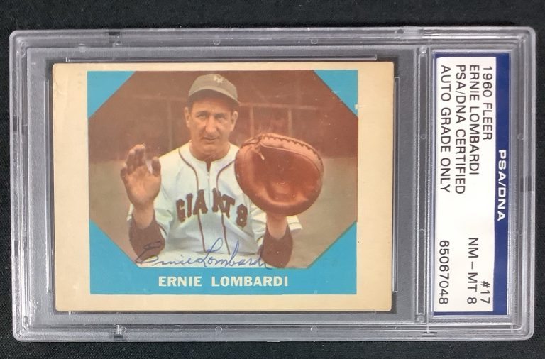 Ernie Lombardi Signed 1960 Fleer #17 Baseball Card HOF Giants Autograph PSA/DNA