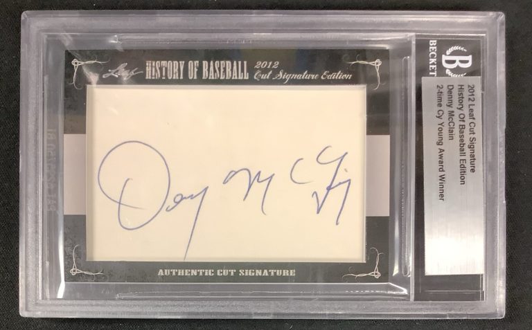 Denny McClain Signed 2012 Leaf Cut Autograph History Of Baseball Card Beckett