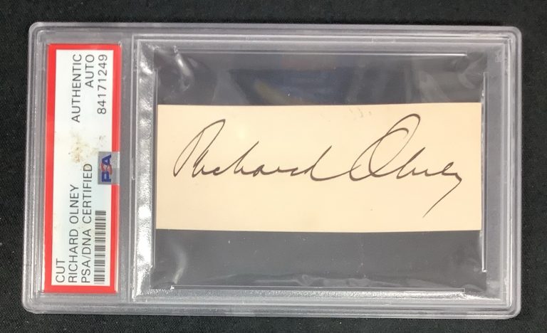 Richard Olney Signed Cut Secretary of State Signed Political Autograph PSA/DNA