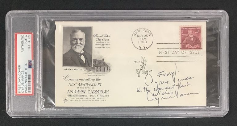 Cyrus Vance Signed Envelope FDC Secretary of State Political Autograph PSA/DNA