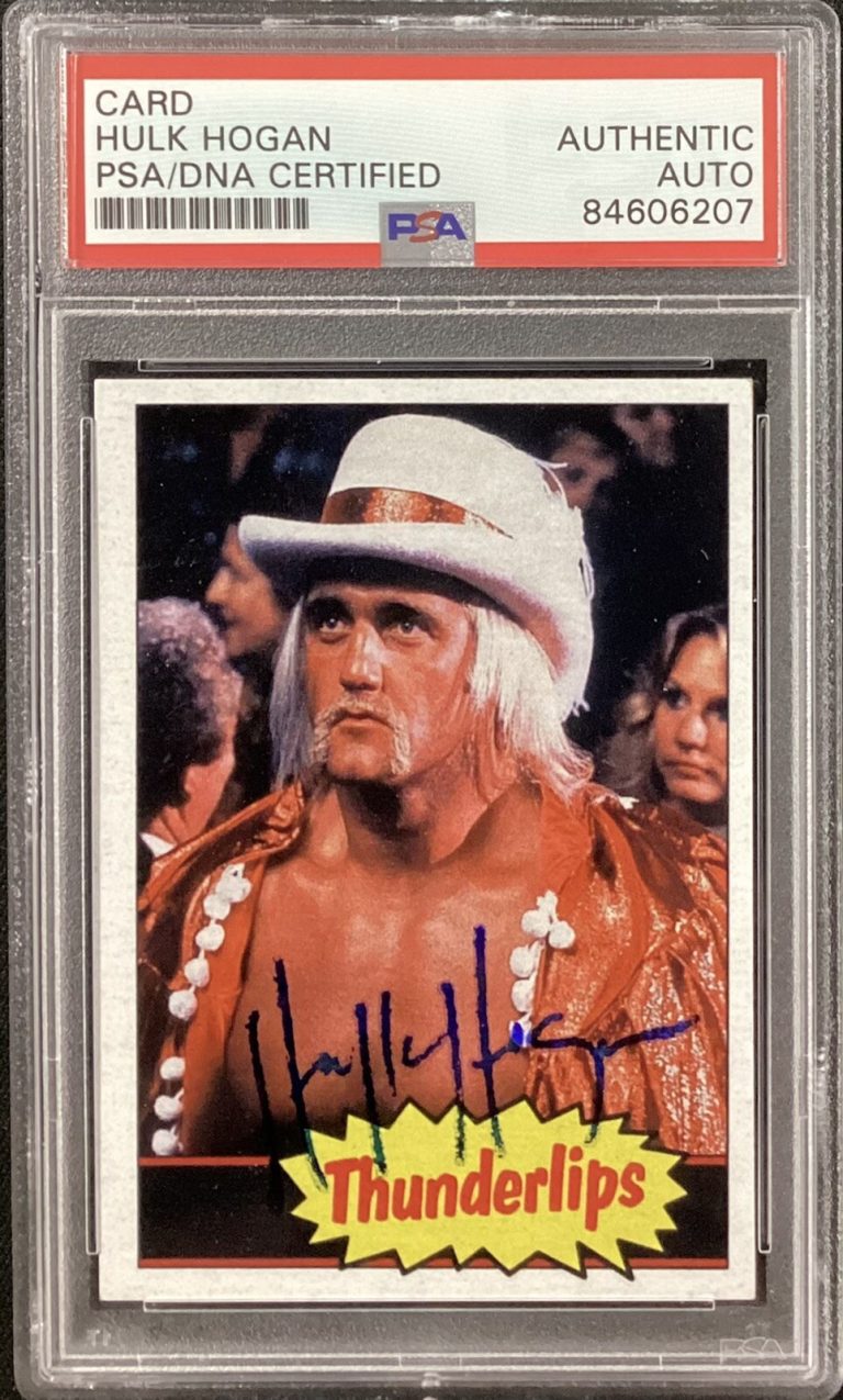 Hulk Hogan Signed Trading Card Wrestling Thunderlips Rocky Autograph HOF PSA/DNA