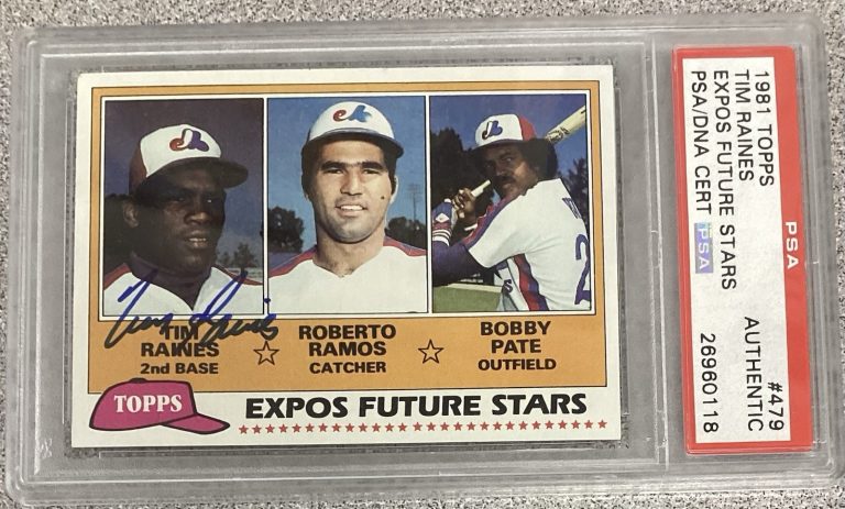 Tim Raines Signed 1981 Topps #479 Rookie Card Montreal Expos Autograph PSA/DNA