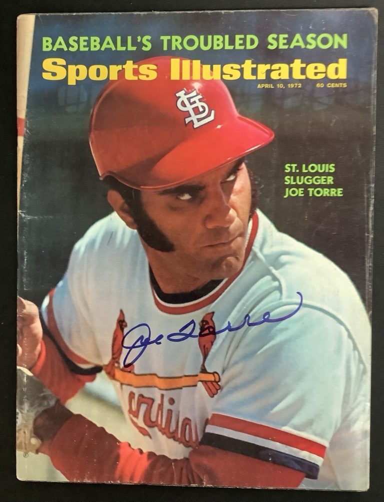 Joe Torre Signed Sports Illustrated 4/10/72 Baseball Cardinals Autograph BAS