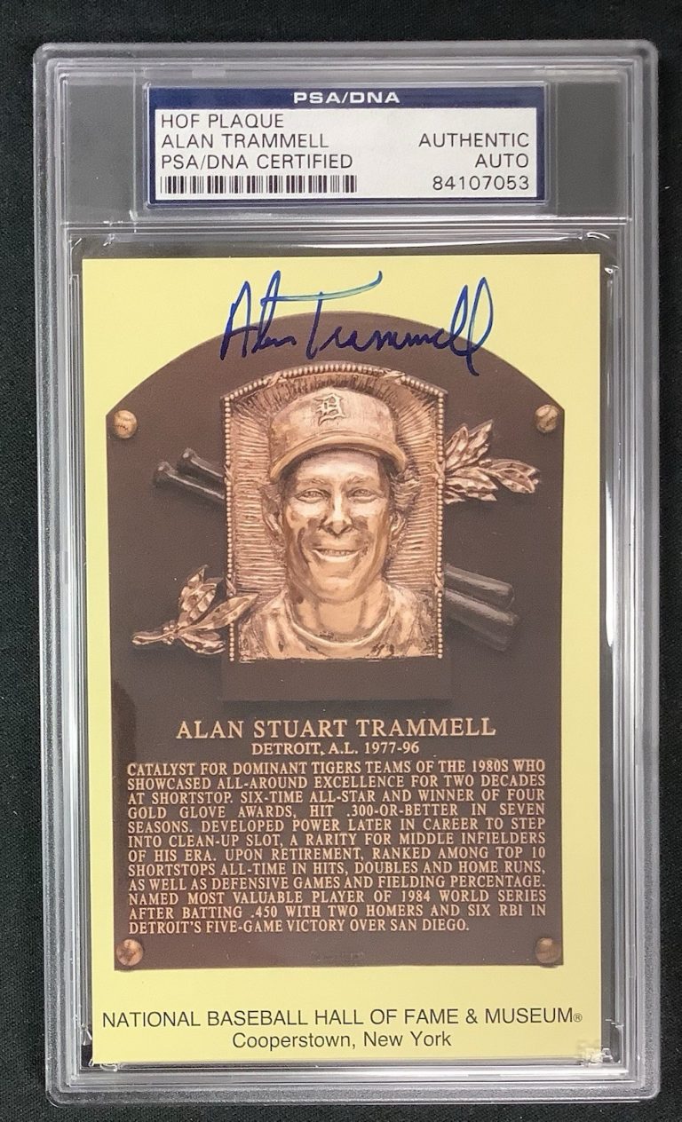 Alan Trammell Signed Gold Plaque HOF Postcard Yellow Tigers Autograph PSA/DNA #2