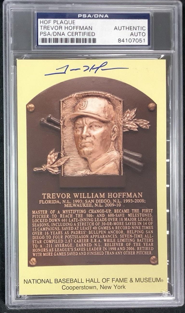 Trevor Hoffman Signed Gold HOF Plaque Postcard Padres Padres Autograph PSA/DNA