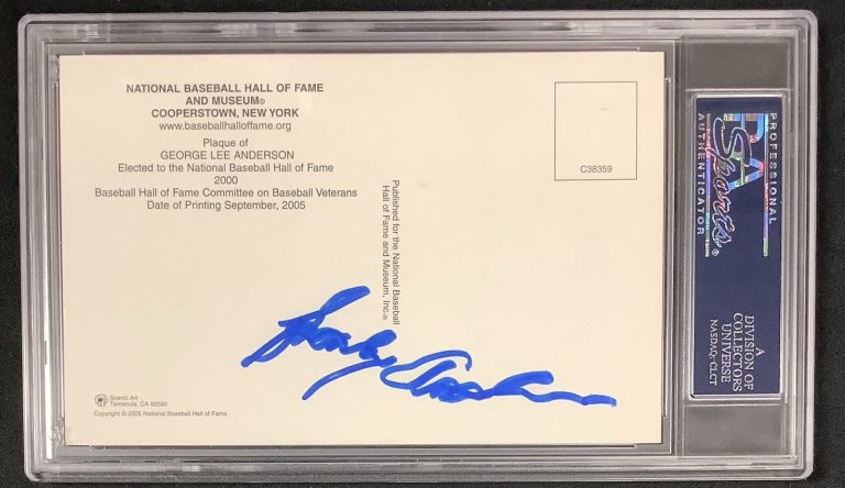 Sparky Anderson Signed Gold Plaque Baseball Postcard Yellow Auto On Back PSA/DNA