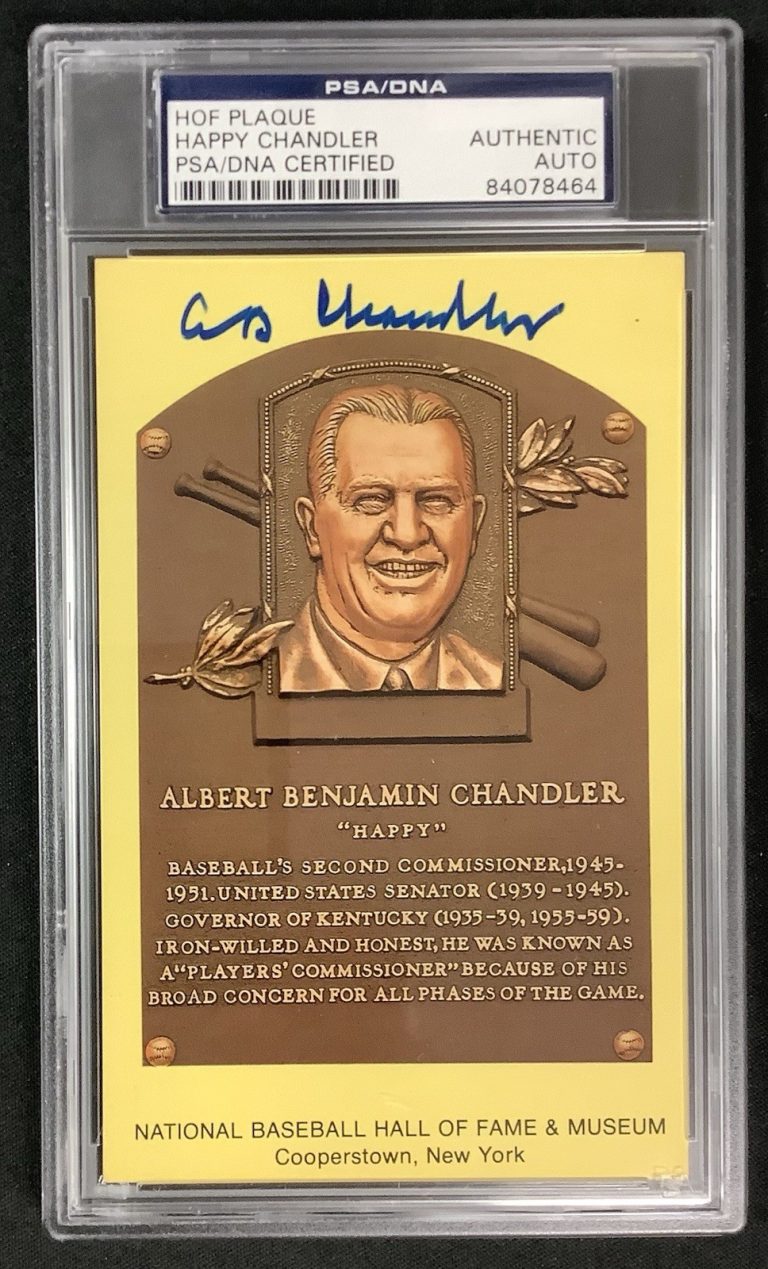 Al Happy Chandler Signed Gold Plaque HOF Postcard Yellow Autograph PSA/DNA