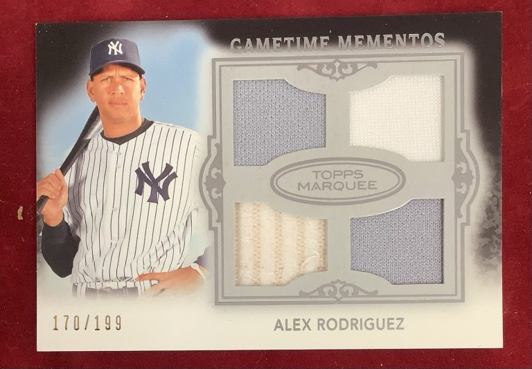 2011 Topps Marquee Gametime Mementos Quad Relics /199 Alex Rodriguez #GMQR-9
