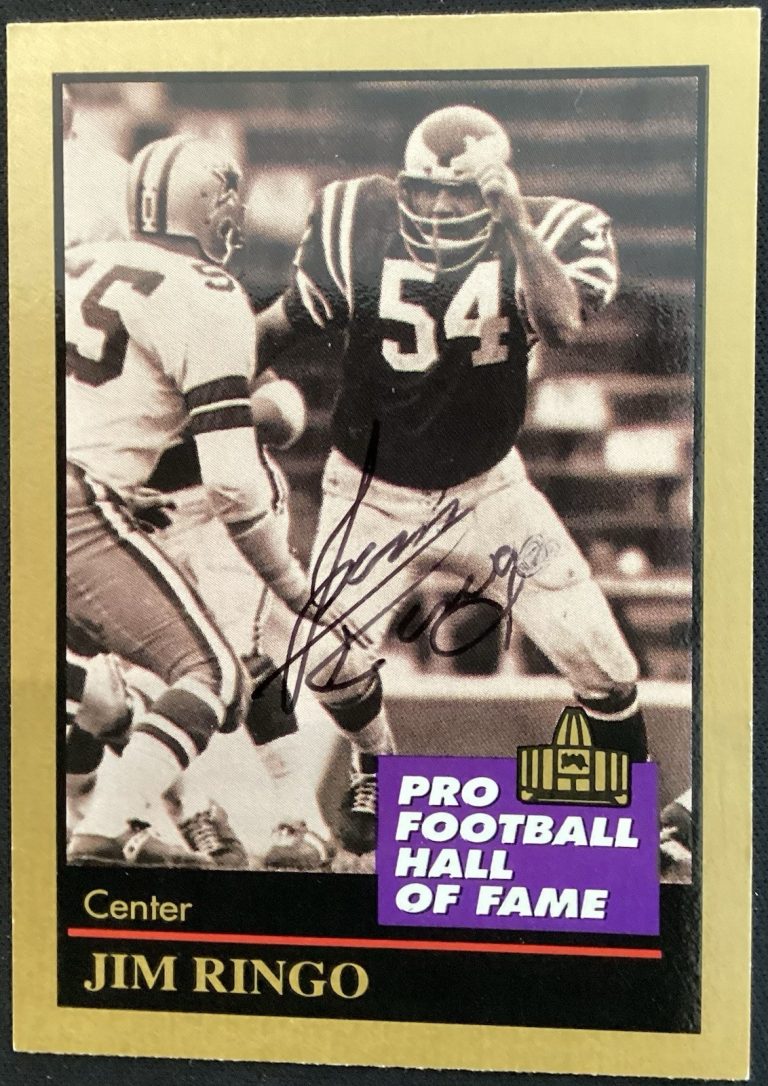 Jim Ringo Signed 1991 Enor #120 Football Card HOF Eagles Autograph JSA