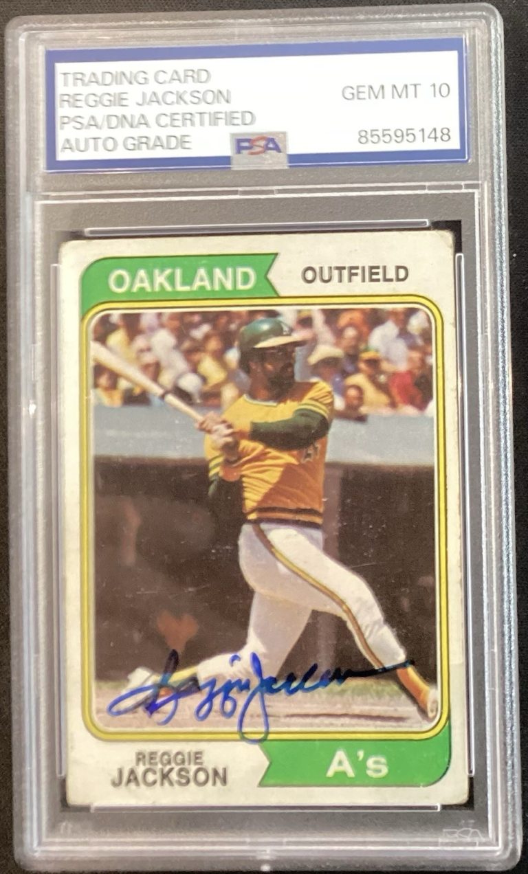 Reggie Jackson Signed 1974 Topps #130 HOF Baseball Card Autograph PSA/DNA Gem 10