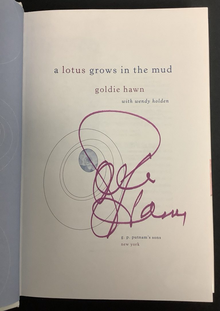 Goldie Hawn Signed Book A Lotus Grows In The Mud Flyer Actor HCB Autograph JSA