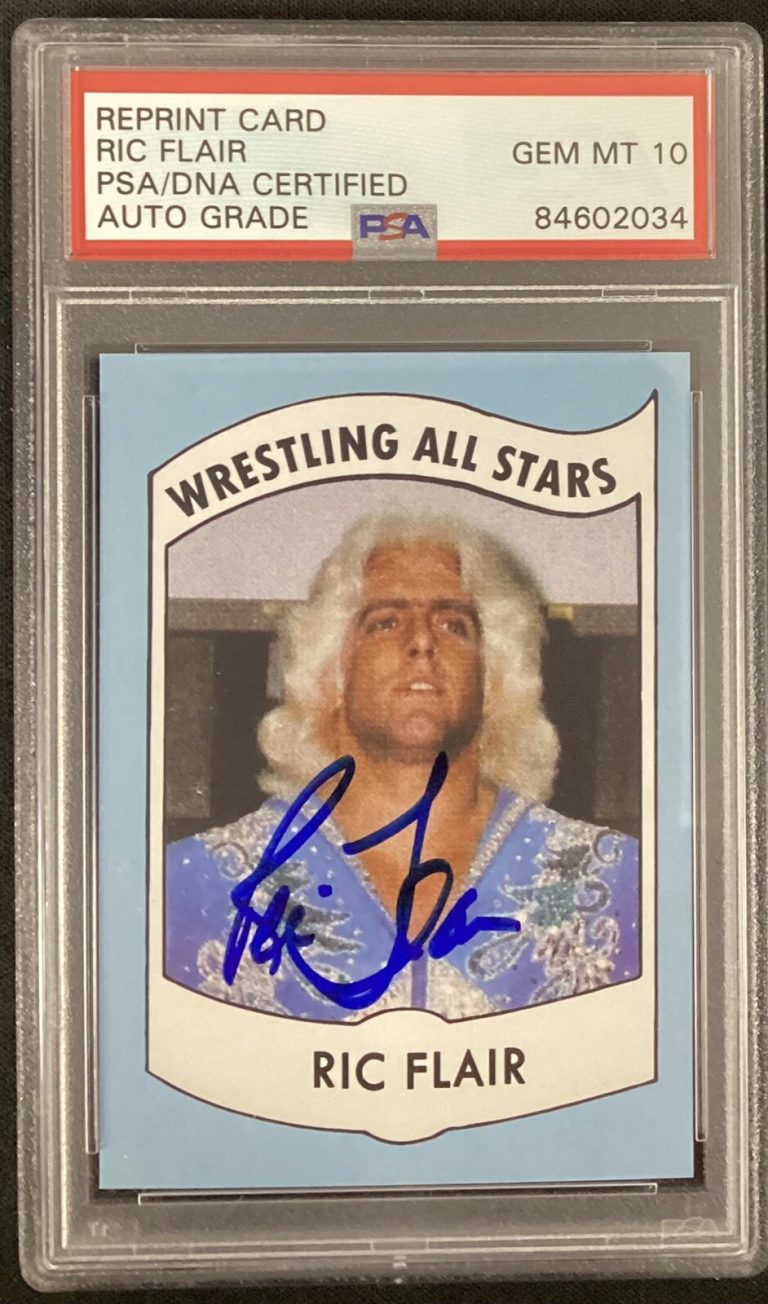 Ric Flair Signed 1982 Wrestling Stars #27 Rookie Card RP PSA/DNA Auto Gem 10
