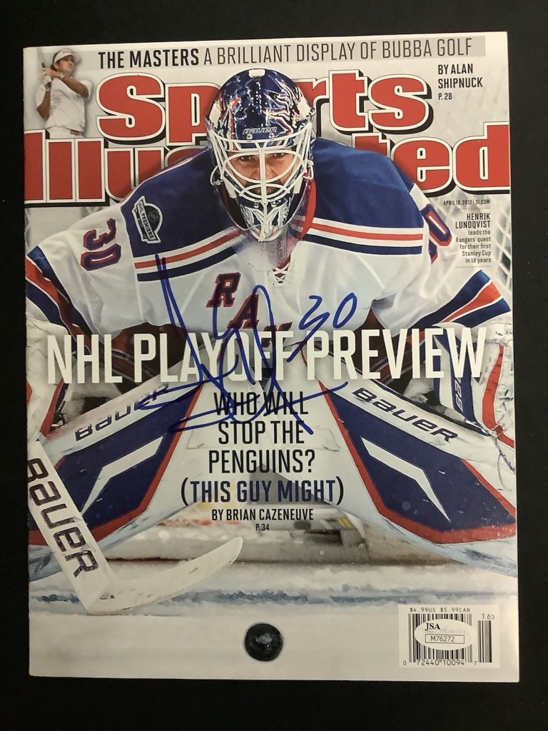 Henrik Lundqvist Signed Sports Illustrated Mag 4/16/12 No Label Autograph JSA