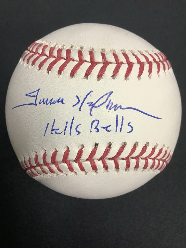 Trevor Hoffman Signed Baseball OMLB Hells Bells AC/DC Inscription Autograph BAS