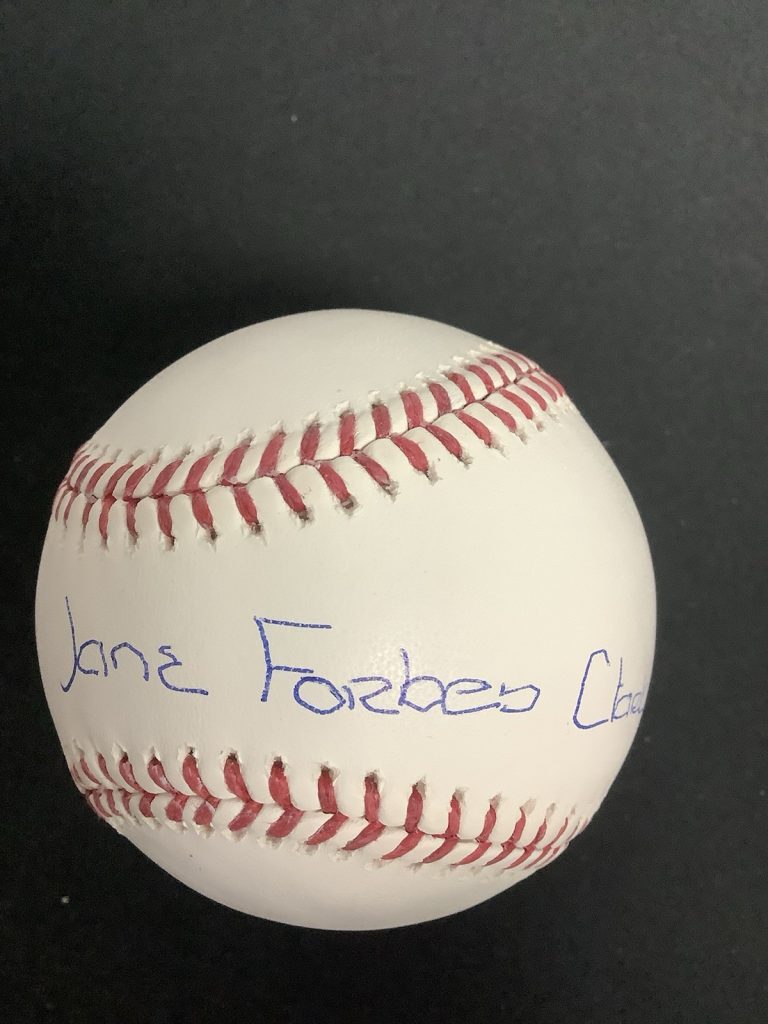 Jane Forbes Clark Signed Baseball Rawlings OMLB HOF Chairman Autograph TPG