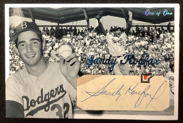Sandy Koufax Signed Baseball Card Cut Custom Dodgers HOF Autograph 1/1 JSA