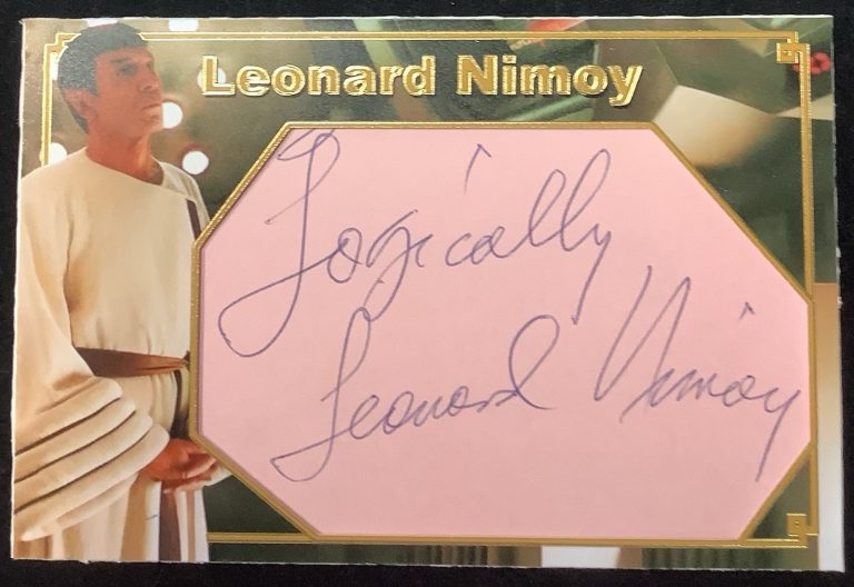 Leonard Nimoy Signed Card Cut Custom Spock Star Trek Logically Autograph JSA 1/1