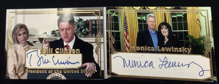 Bill Clinton Monica Lewinsky Signed Card Cut Custom President Autograph JSA 1/1