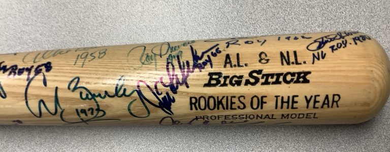 Rookies of the Year Signed Baseball Bat Autograph Fidrych Carew Rolen ROY JSA